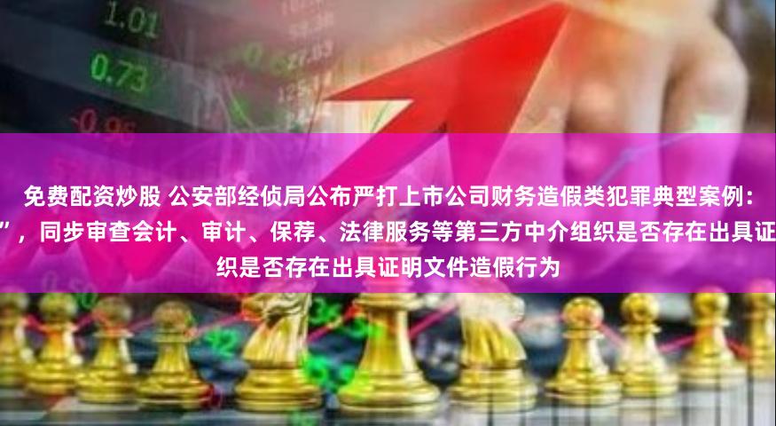 免费配资炒股 公安部经侦局公布严打上市公司财务造假类犯罪典型案例：坚持“一案双查”，同步审查会计、审计、保荐、法律服务等第三方中介组织是否存在出具证明文件造假行为